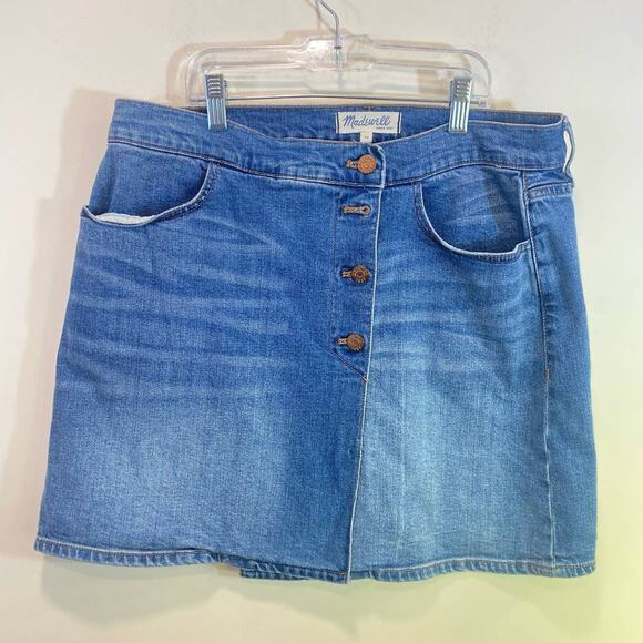 Madewell Denim Medium Wash Asymetrical Button Up Skirt 29 us - Picture 7 of 7